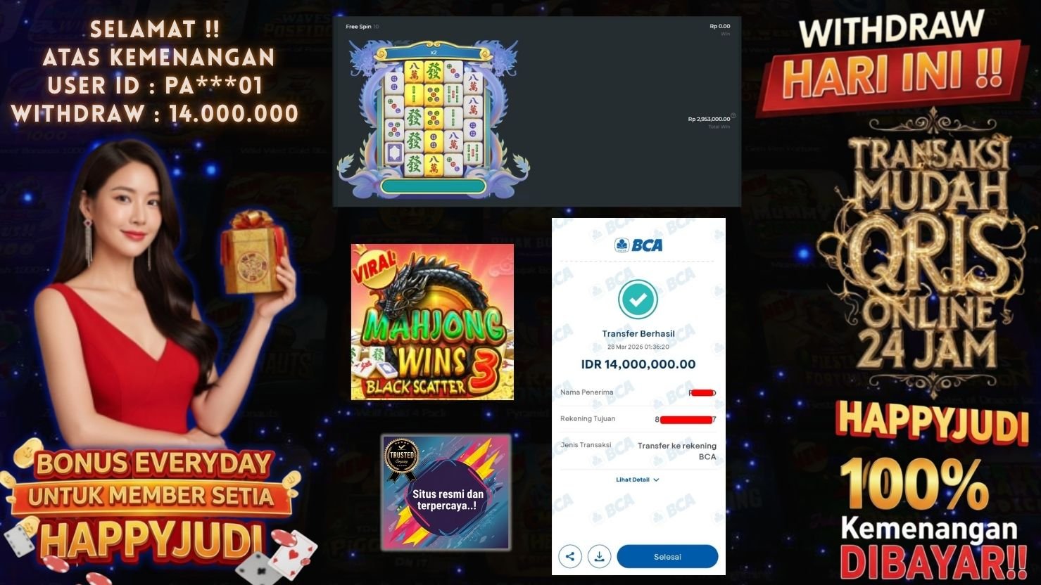 HAPPYJUDI JACKPOT SLOT MAHJONG WINS 3 - BLACK SCATTER